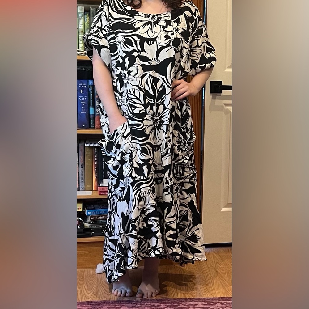 Free People Black and White Floral Maxi Dress